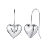 Silver Heart Drop Earrings