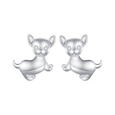 Silver Chihuahua Stud Earrings