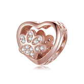 Rose Gold Paw Heart Charm - Lullaboo
