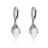 Glam Pearl & CZ Drop Earrings