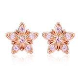 Rose Gold & Pink Star Stud Earrings
