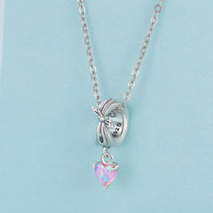 Bow & Pink Heart Charm