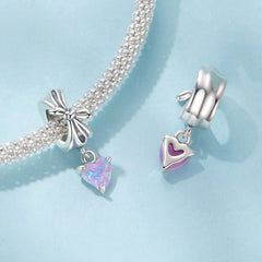 Bow & Pink Heart Charm