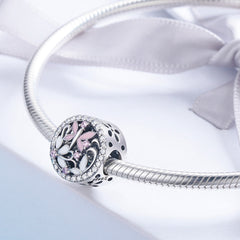 Pink Dragonfly & Flowers Charm - Lullaboo