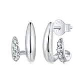 Geometric Double Layer CZ Stud Earrings