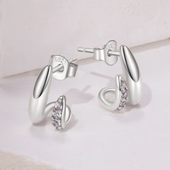 Geometric Double Layer CZ Stud Earrings