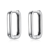 Squared Silver Hoop Earrings