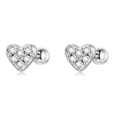 Petite CZ Heart Stud Earrings