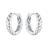 Twisted Silver Hoop Earrings