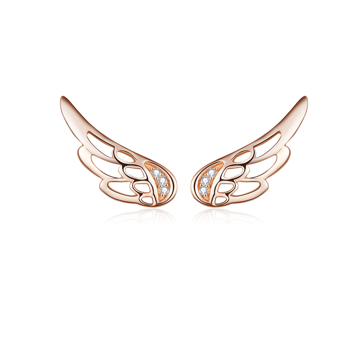 Rose Gold Angel Wing Stud Earrings
