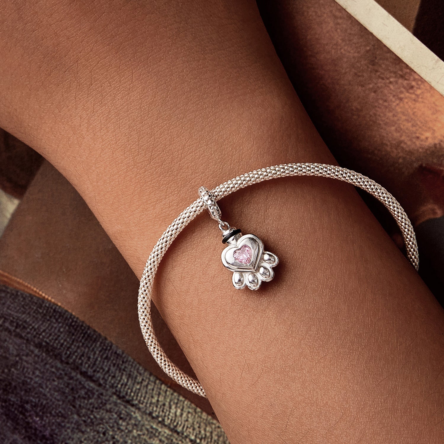 Paw Print Memorial Dangle Charm