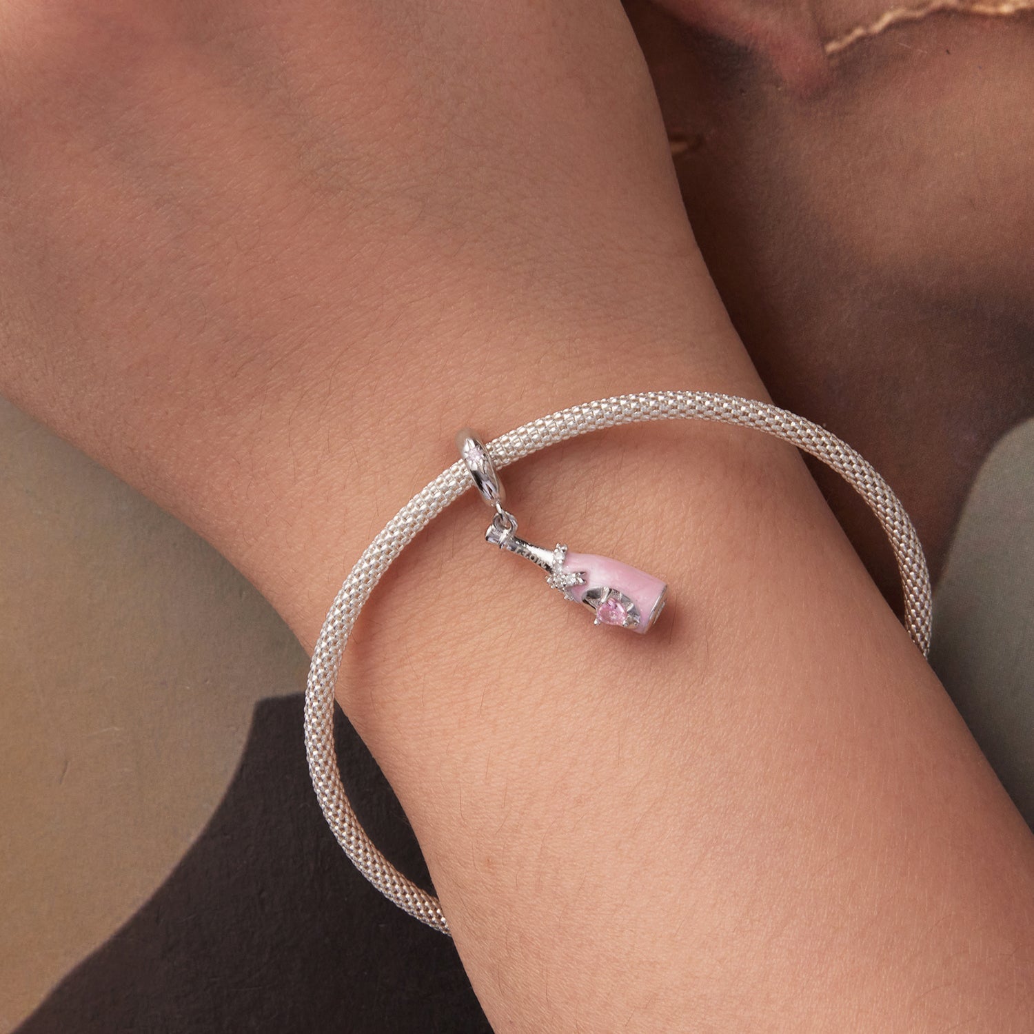 Pink Champagne Dangle Charm