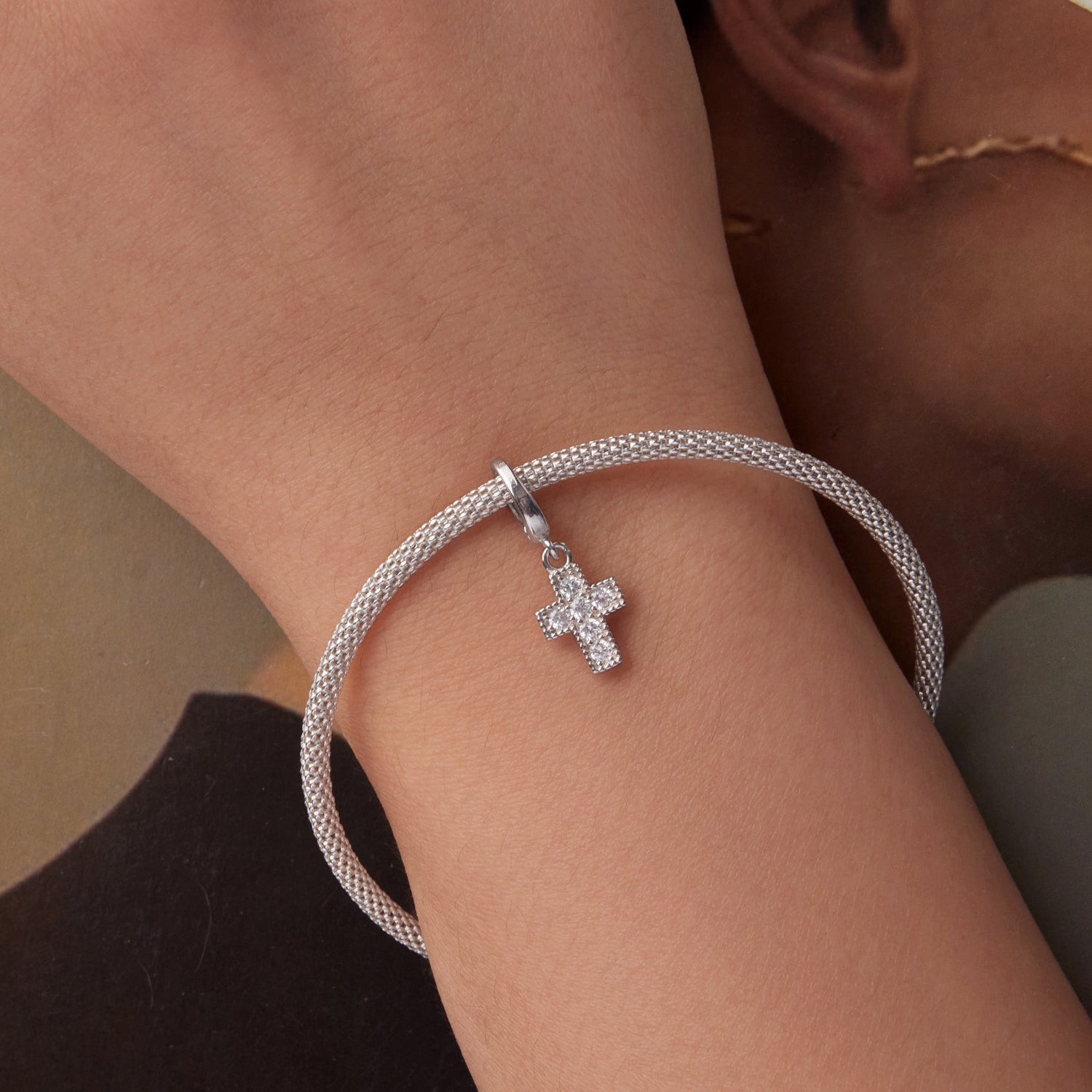 Silver Cross Dangle Charm