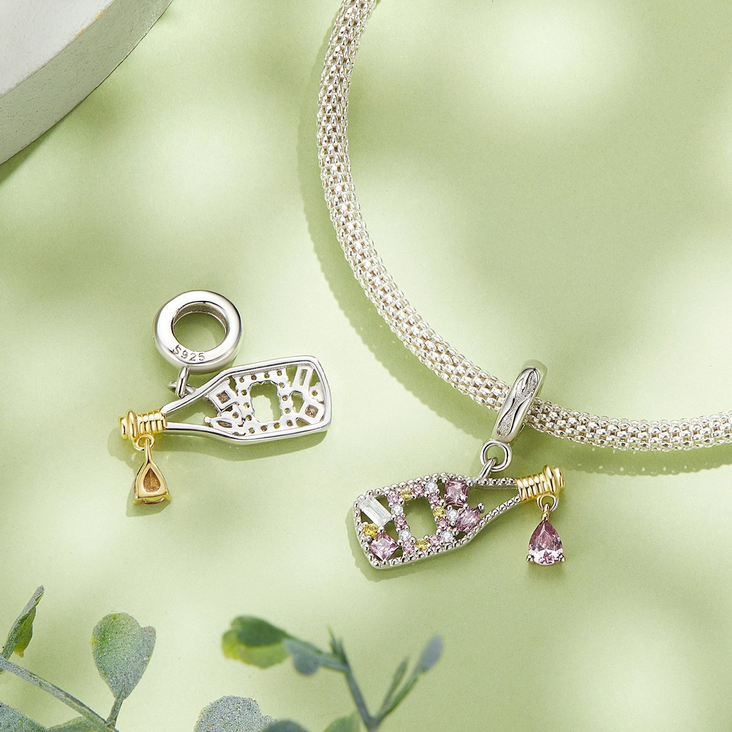 Champagne Bottle Dangle Charm