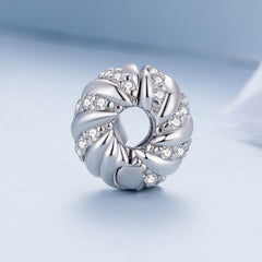 CZ Silver Twist Clip Charm