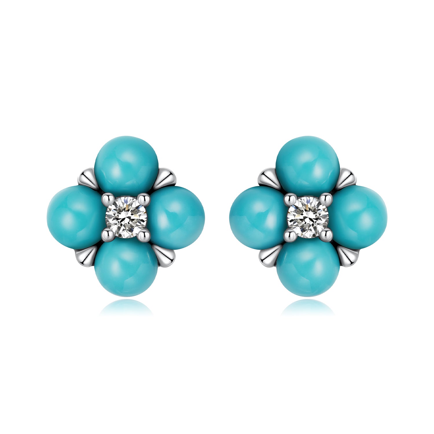 Turquoise Clover Stud Earrings