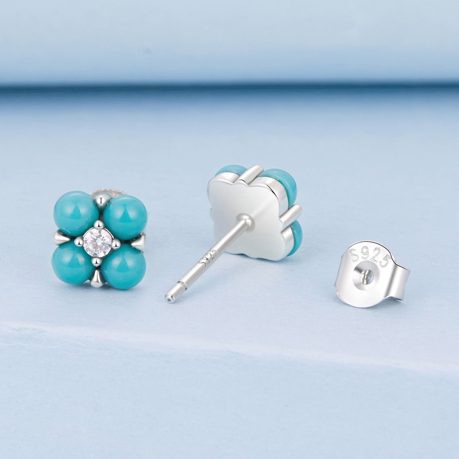Turquoise Clover Stud Earrings