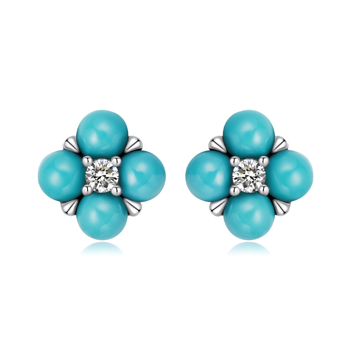 Turquoise Clover Stud Earrings