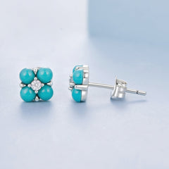 Turquoise Clover Stud Earrings