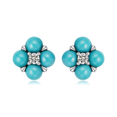 Turquoise Clover Stud Earrings