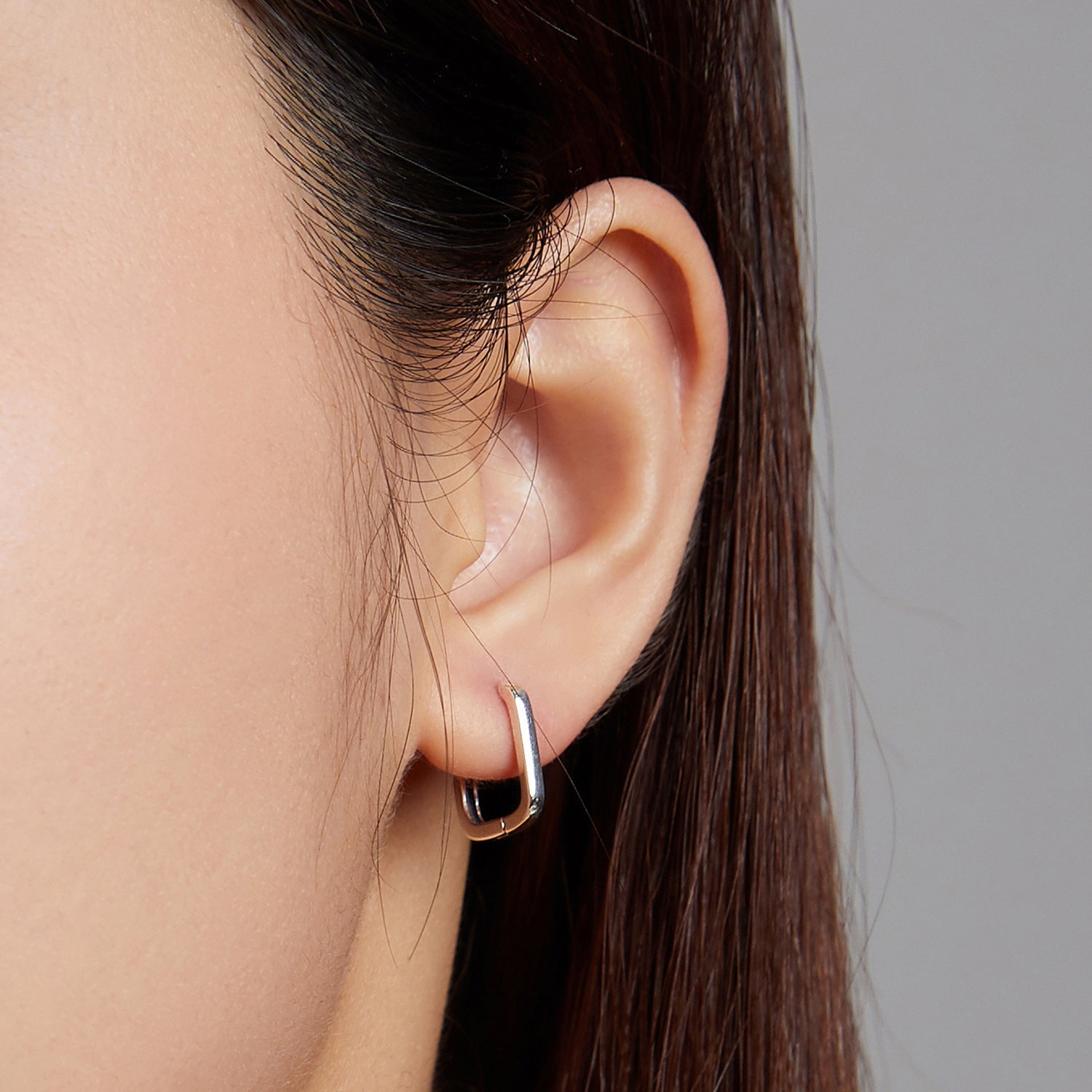 Squared Silver Hoop Earrings