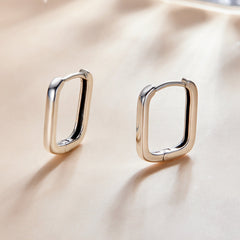Squared Silver Hoop Earrings