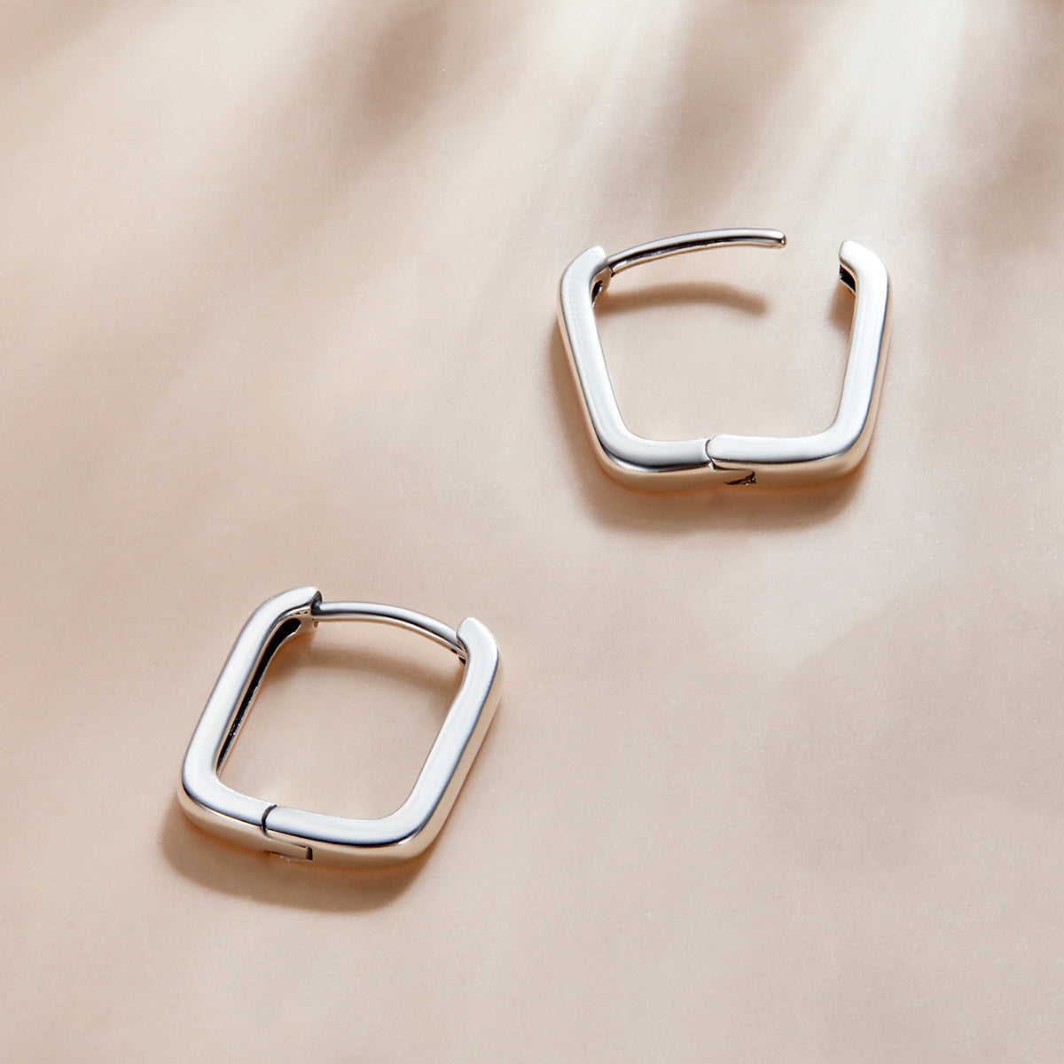 Squared Silver Hoop Earrings