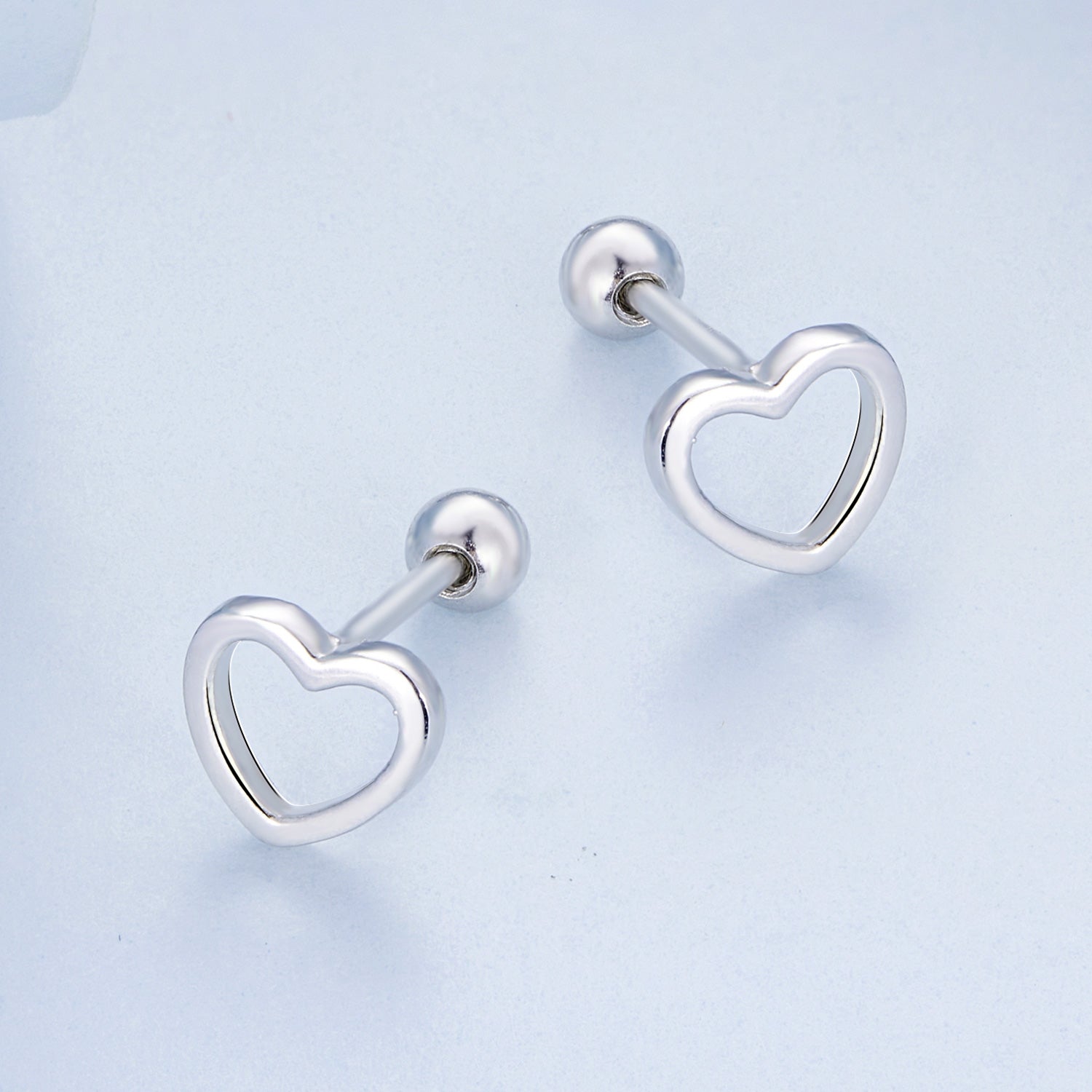 Simple Silver Heart Stud Earrings