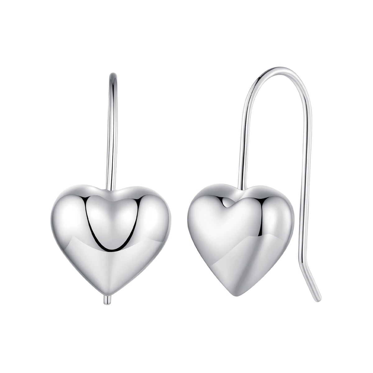 Silver Heart Drop Earrings