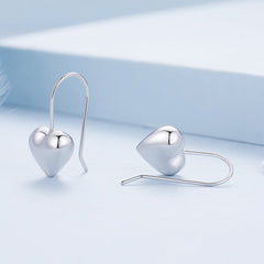 Silver Heart Drop Earrings