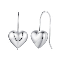 Silver Heart Drop Earrings