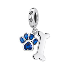 Blue Paw Bone Charm
