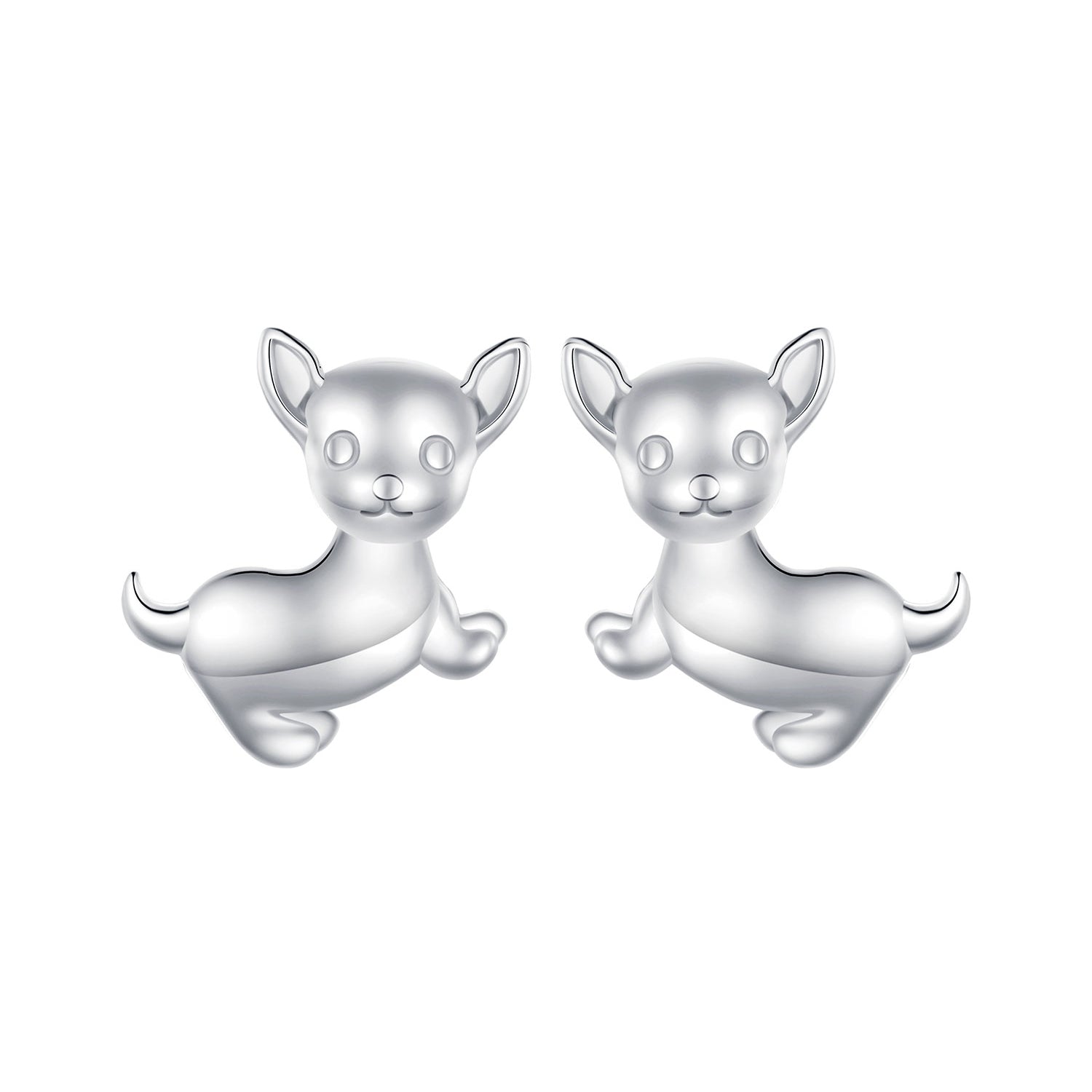 Silver Chihuahua Stud Earrings