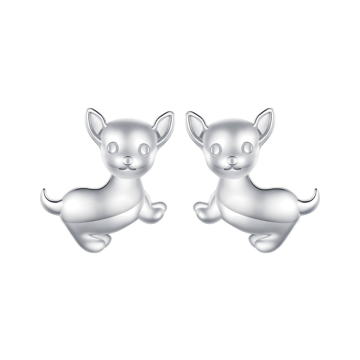 Silver Chihuahua Stud Earrings