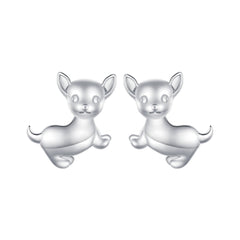Silver Chihuahua Stud Earrings