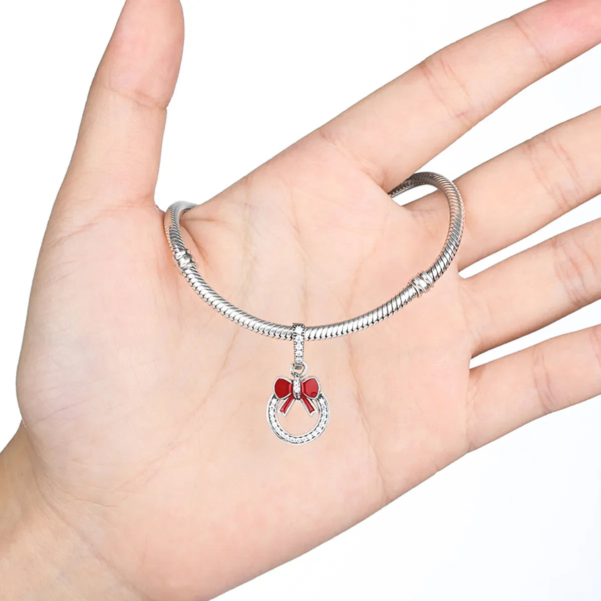 Red Christmas Wreath Dangle Charm