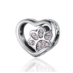 Pink Paw Heart Charm NZ | Lullaboo