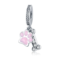 pink dog paw charm