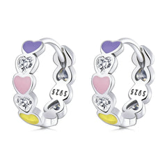 Rainbow Heart Hoop Earrings