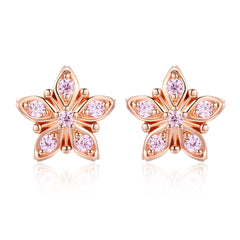 Rose Gold & Pink Star Stud Earrings