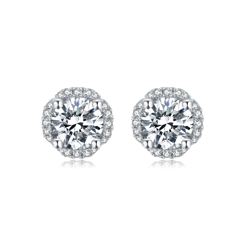 Flower Moissanite Stud Earrings