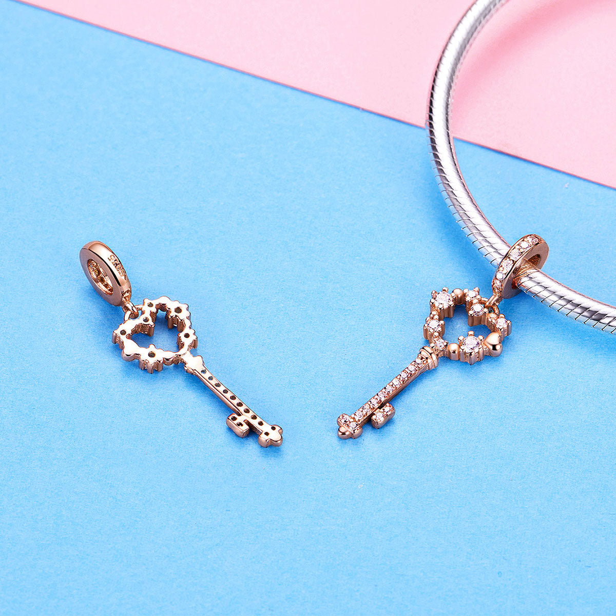 Rose Gold Key Dangle Charm