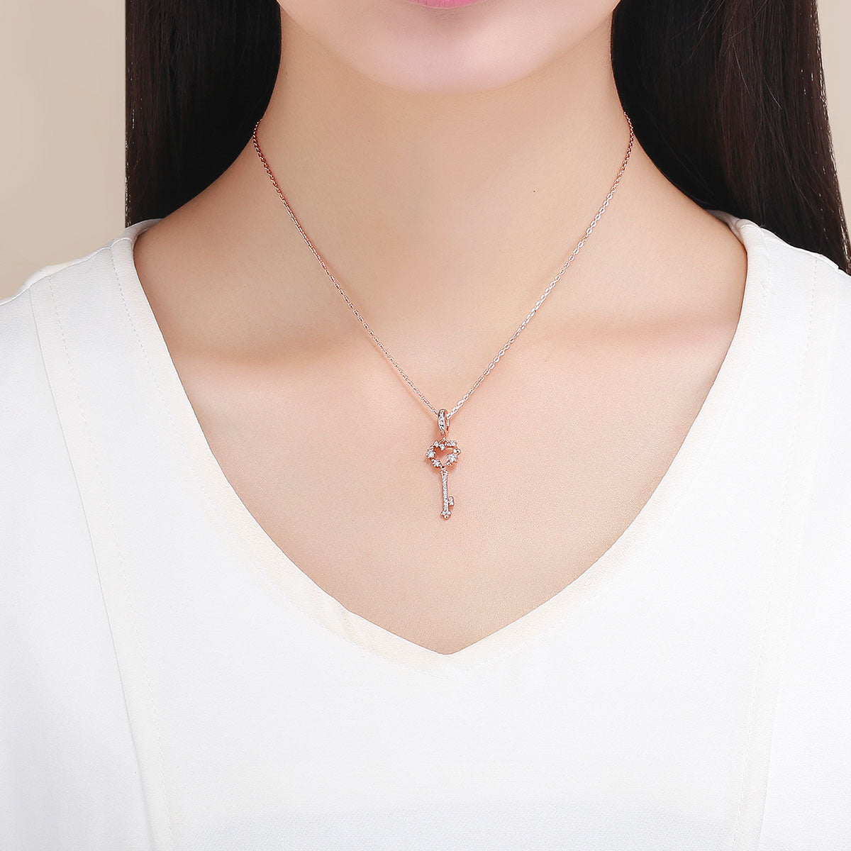 Rose Gold Key Dangle Charm