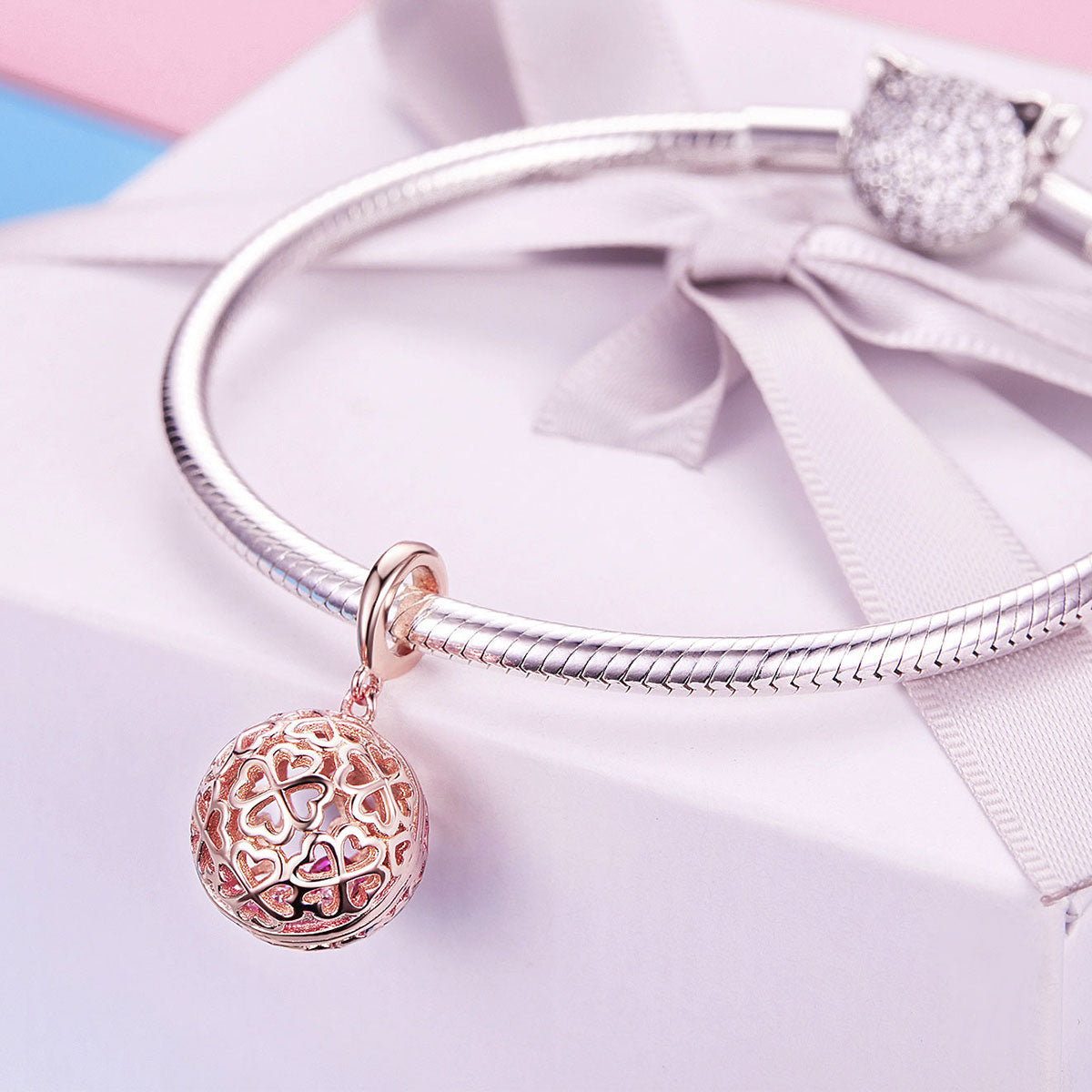 Rose Gold Clover Ball Charm