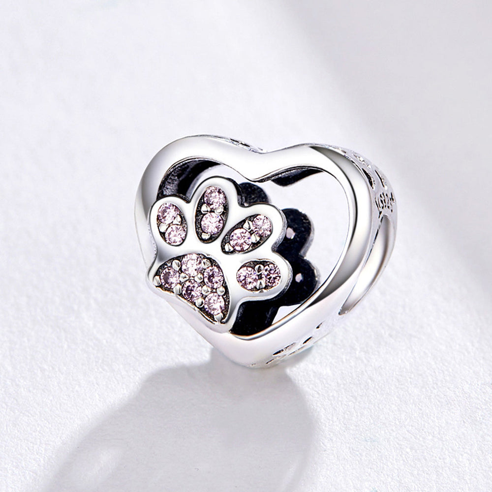 Pink Paw Heart Charm - Lullaboo