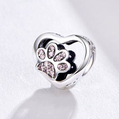 Pink Paw Heart Charm - Lullaboo