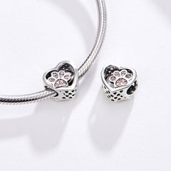 Pink Paw Heart Charm - Lullaboo