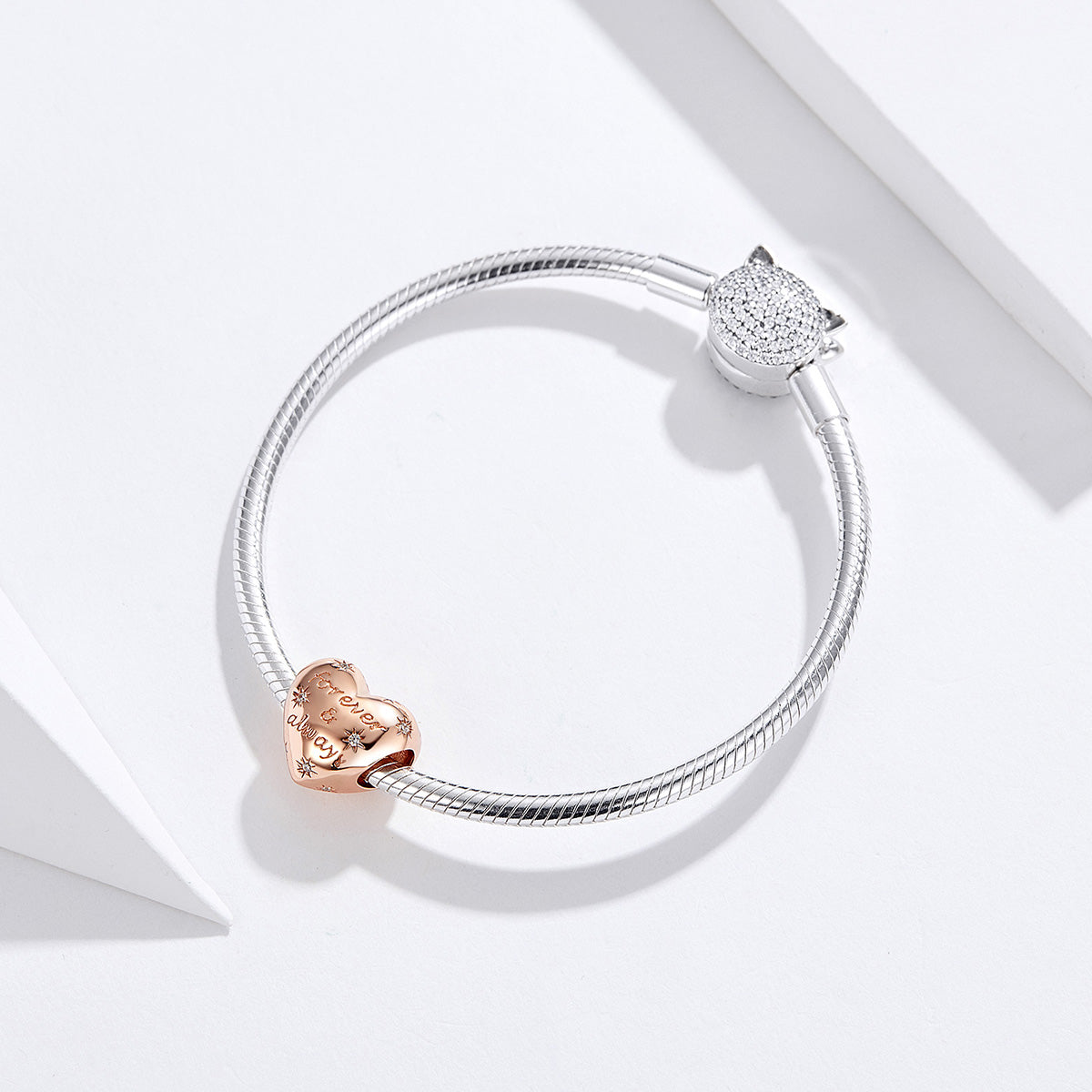 Forever & Always Rose Gold Heart Charm - Lullaboo
