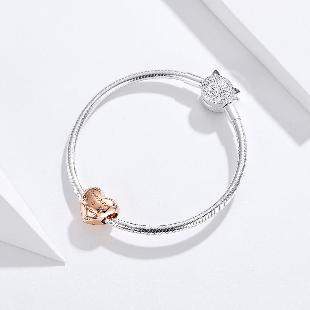Forever & Always Rose Gold Heart Charm - Lullaboo