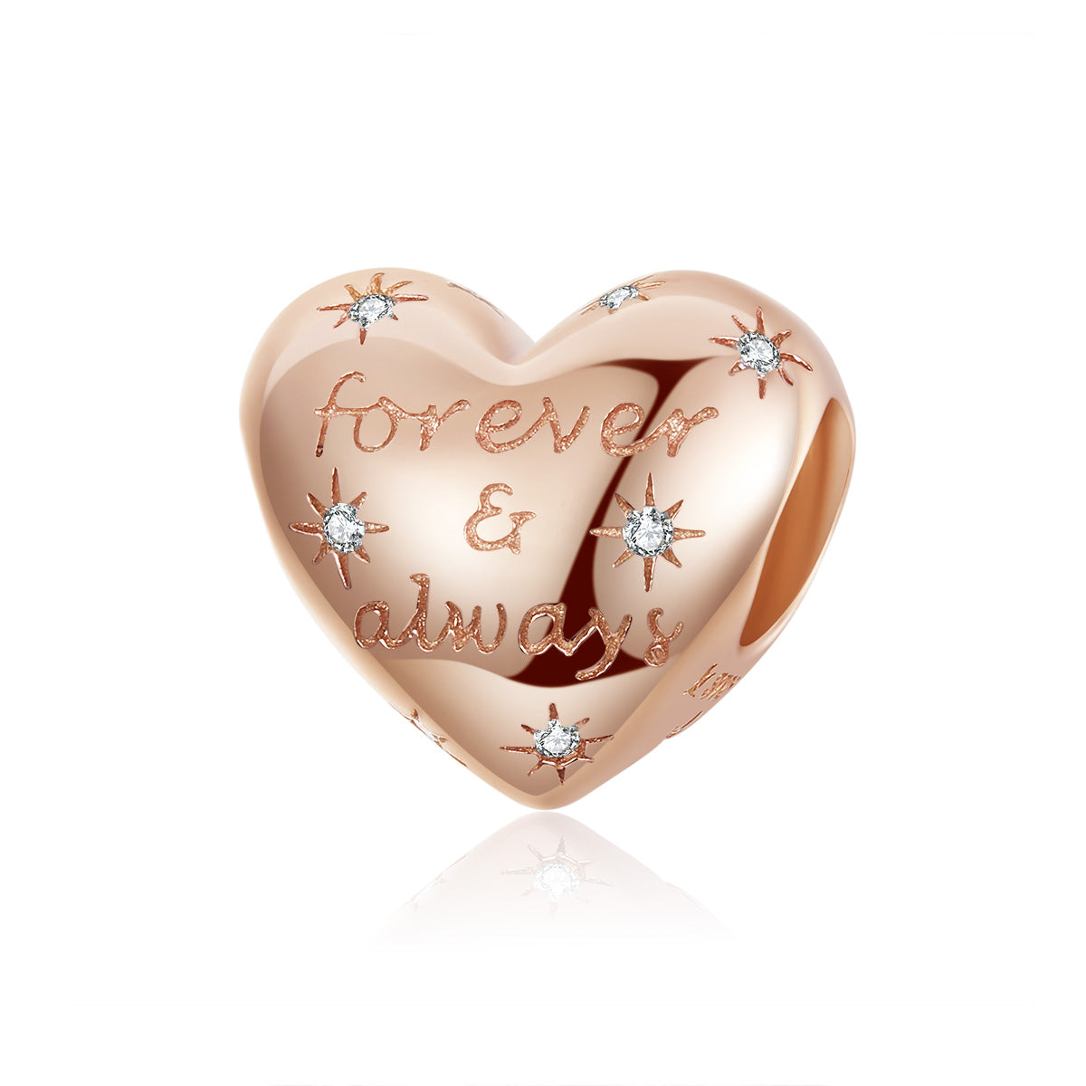 rose gold forever always heart charm